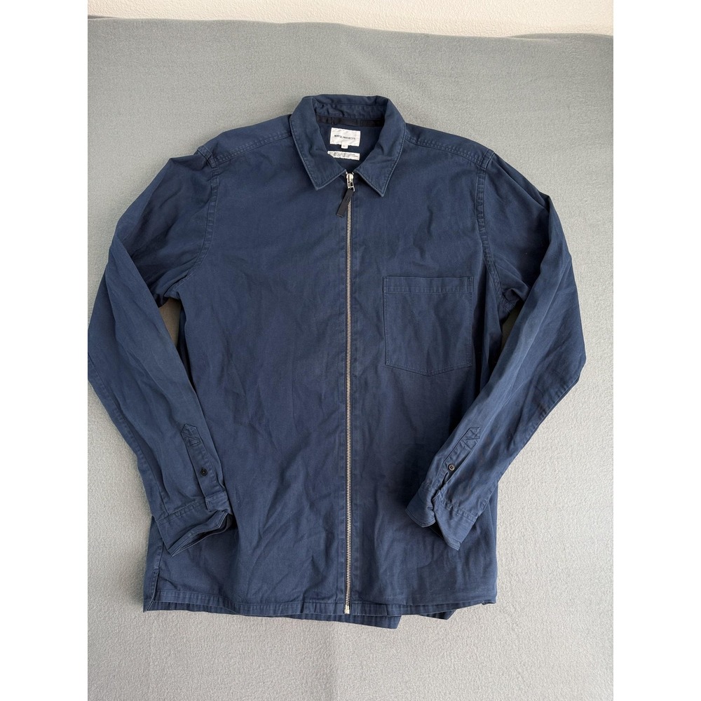 Norse Projects Jacket Mens XL Blue Cotton Canvas Full Zip Shirt Jacket Casual